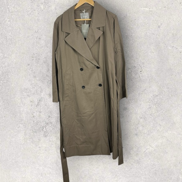 NWT Everlane The Drape Trench Coat Tan Beige Minimalist Size Large Jacket NEW L - Picture 13 of 14